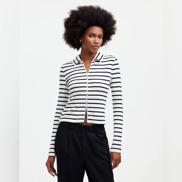 Madewell Ribbed Zip-Front Tee - Picture 2 of 8